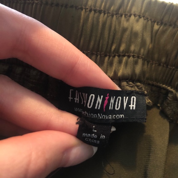 Olive Satin Jogger - Picture 3 of 3